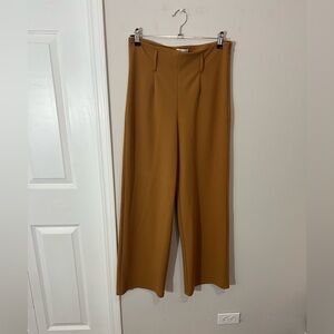 Leith Camel Wide-Leg Women's side zip dress Pants, medium